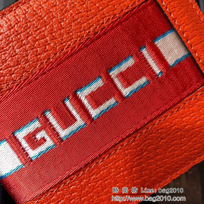 GUCCI古馳 專櫃同步 提花條紋 男士雙折皮夾 408827 橙豬紋皮新帶 WTG1931